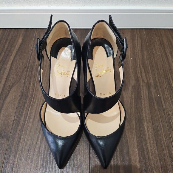 Christian Louboutin Sharpeta D'Orsay Black Leather Pumps - Picture 10 of 16